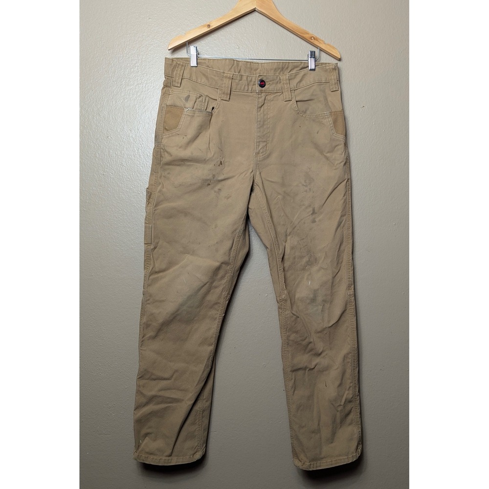 Milwaukee Work Pants Mens 36x30 Khaki Tan FreeFlex Utility Canvas Carpenter Tool